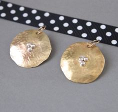 Gold Disc Earrings, Gold and Silver Earrings, Hammered Jewelry, Brass Earrings, Silver Ball Earrings, Shillyshallyjewelry, Organic jewelry by ShillyShallyjewelry on Etsy Hammered Metal Round Disc Jewelry, Minimalist Hammered Round Disc Earrings, Gold Hammered Circle Earrings, Hammered Brass Round Disc Earrings, Hammered Sterling Silver Round Disc Earrings, Hammered Metal Jewelry, Hammered Jewelry, Gold Disc, Organic Jewelry