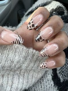 panter print nails | zebra print nails | nail inspo | brown nails | almond nails | nail art inspo | summer nails | nails 2024 Abstract Animal Print Nails, Tiger Stripe French Tip Nails, Animals Print Nails, French Tip Animal Print Nails, Safari Print Nails, Different Animal Print Nails, Animal Pattern Nails, Almond Nails Cheetah Print, Animal Print Nails French Tip