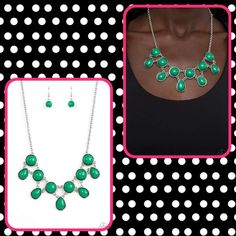 2/$10 All Paparazzi Jewelry Bundle And Save A Refreshing Collection Of Leprechaun Teardrop Beads Links To The Bottom Row Of Oversized Round Leprechaun Beads, Interlocking Into A Glamorous Pop Of Color Below The Collar. Features An Adjustable Clasp Closure. Sold As One Individual Necklace. Includes One Pair Of Matching Earrings. Casual Green Jewelry For Party, Valley Girl, Yellow Necklace, Brown Necklace, Red Necklace, Friend Necklaces, Pink Necklace, Teardrop Beads, Brass Necklace