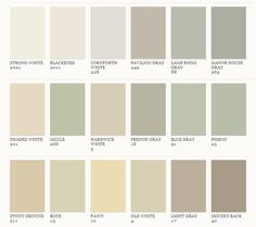 the different shades of paint that are available in this color scheme, including neutrals and browns