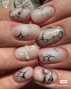 Milky Nails, Hard Nails, Pretty Gel Nails, Black Nail