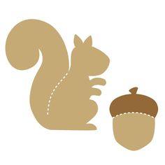 a squirrel and an acorn are shown in the shape of a cutout on a white background