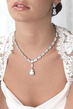 Crystal Statement Necklace With Teardrop Focal Stone – WILD LILIES BOUTIQUE Lily Jewelry, Crystal Statement Necklace, Cz Necklace, Crystal Stones, Prom Makeup, Fashion Jewellery, Prom Hair, Cute Jewelry, Stones And Crystals