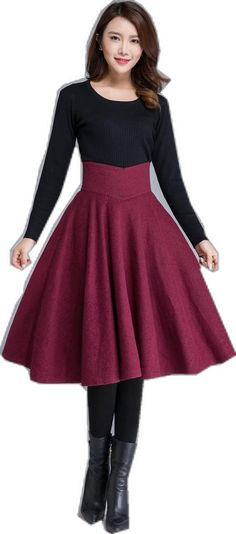 Chic A-line Winter Skirt, Retro A-line Winter Skirt, Red Long Skirt For Fall, Red Knee-length Skirt For Fall, Red Full Skirt For Fall, Winter Voluminous Lined Skirt, Winter Full Mini Skirt With Lining, Red Winter Skirt With Relaxed Fit, Fall Red Lined Skirt