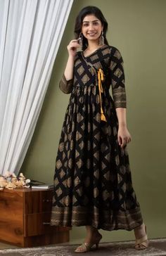 Material: Viscose Rayon Sizes: To Fit Bust(in inches): S(34), M(36), L(38), XL(40) Pattern: Ethnic Motifs Printed Wash Care: Dry Clean Style: Indo-Western Dress For Women, Indian Dress, Kurti, Fusion Dress Occasion: Party, Festive, Wedding Dispatch within 7 days Printed Anarkali Dress, Indian Dress For Women, Fusion Dress, Indo Western Dresses For Women, Western Dress For Women, Dress Kurti, Indian Dresses For Women, Indian Anarkali, Festive Wedding