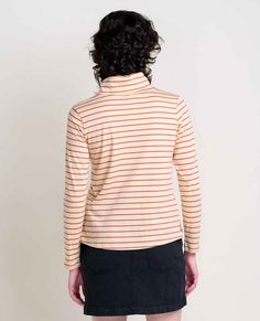 Stripes ahoy! Organic cotton and TENCEL™ Lyocell (plus a little stretch) team up for a turtleneck that works just as well as a layer as she does on her own. Versatile Cotton Turtleneck Top, Cotton Turtleneck Tops For Everyday, Spring Cotton Turtleneck, Stretch Cotton Funnel Neck Tops, Stretch Funnel Neck Top For Everyday, Everyday Stretch Funnel Neck Tops, Casual Cotton Turtleneck For Spring, Casual Cotton Turtleneck For Layering, Everyday Funnel Neck Tops For Spring