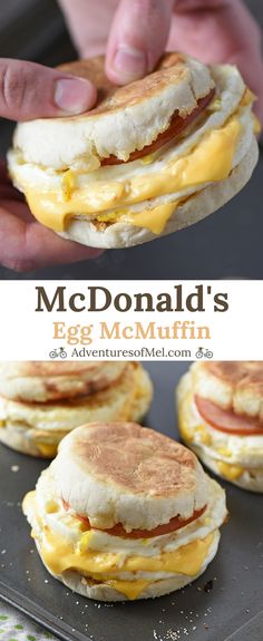 an egg muffin sandwich with bacon and cheese