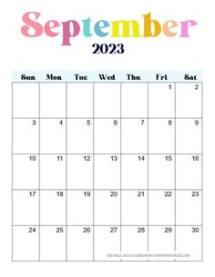 a calendar for the month of november with watercolor lettering and colorful font on it