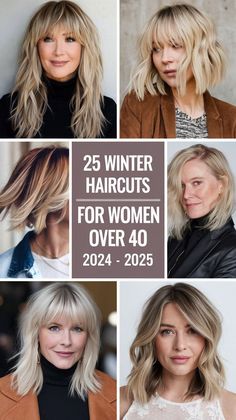 Older women in their 40s with a round face can benefit from a short bob or layered cut. These winter haircuts for 2024 - 2025 are trendy and versatile, perfect for everyday wear or special occasions. A classy shag can also help to add texture and volume, especially for those with thin hair or those looking to add more shape to their overall style. Haircuts For Women Over 40, Women In Their 40s, Edgy Pixie Cuts, Blonde Layers, Layered Cut, Asymmetrical Bob