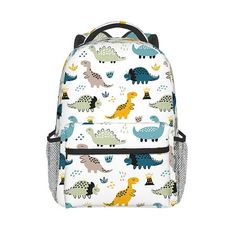 Cute Dinosaur Backpack Dragon Student Backpack Dinosaur Men's And Women's Computer Backpack Features: Meet School RequirementsSee through mesh backpack, suitable for any student who needs a clear bag for school. The semi-transparent construction mesh back pack can still give kids a little. Large CapacityToddler bookbag measures 16.5"Hx 12"Lx 6"W, which is big enough to hold all your little one daily needs, can hold books, colored pencil,clothes, etc. There is also a small zipper pocket inside th Casual Cartoon Print Bags For Back To School, Casual Bags With Cartoon Print For Back To School, Casual Back To School Bag With Cartoon Print, White Cartoon Backpack For Everyday Use, White Cartoon Print Bags For Back To School, Casual School Bag With Animal Design, White Cartoon Backpack For Back To School, Casual Backpack With Cartoon Print For Back To School, Casual Backpack With Cartoon Print For School