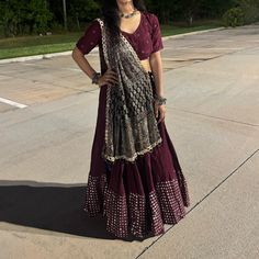 Dark Maroon Choli With Ajrak Dupatta Has Real Handwork Mirrors And Other Work. Only Worn Once In A Great Condition Ajrak Dupatta, Dark Maroon, Indian Outfit, Lady In Red, Red, Women Shopping, Color