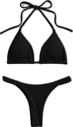 Solid Color String Swimwear For Beach, Black String Swimwear For Beach, String Swimwear For Beach, Black String Swimwear For Beach Season, Solid Color String Swimwear For Vacation, Solid String Swimwear For Vacation, Swim Summer, Triangle Bra, Womens Bathing Suits