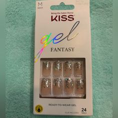 Kiss Press On Nails Glue Included Kiss Glue On Nails, Light Gray Nails, Kiss Gel Fantasy Nails, Kiss Press On Nails, Christmas Tree Nails, Kiss Pink, Sculpted Nails, Kiss Nails, Tree Nails