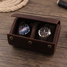 "⌚Description: Couple Watch Box, Genuine Leather Travel Watch Case Roll Organizer Classic, Personalized Double Watches Roll Case, Watches Customized Watches Cases as a Groom Gift ⌚This Leather Watch Case Specification: Materials: Crazy Horse Leather Size: 2.8 * 6.2 * 3.8 in /  7.0 * 15.8 * 9.6 cm Weight: 0.60 lb / 274 g Color: Brown Accessories: Steel Buckle  My Other Types Watch Leather Case:  ⌚Our Leather Case Characters/Personalization:  These cases can be laser engraved as per your will. You can have your initials or your loved one's on the case laser engraved for a small fee. You want a logo, Small text, Initials... Also, a quote can be laser engraved. Just select a font and add your engraving instructions in the professionalization box and we will arrange and customize it for you. Wh Modern Watch Accessories With Subdials As Gift, Brown Watch Accessories Box As Gift, Brown Watch Accessories With Subdials As Gift, Timeless Watch Accessories With Rectangular Case For Gifts, Gift Watch Accessories With Box In Rectangular Case, Watch Accessories Gift Box With Rectangular Case, Rectangular Watches With Subdials As Gift, Watch Roll Case, Personalized Watch Box