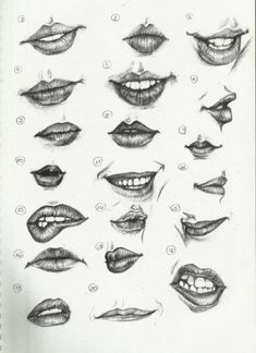 a drawing of various lips and mouths