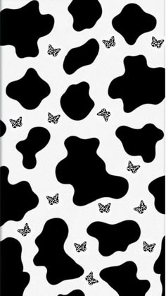 black and white cow pattern with butterflies on it's back cover for the iphone 4g