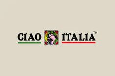 the ciao italia logo is shown in black and red on a light gray background