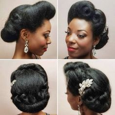 #avedaibw Vintage Afro Hairstyles, 1930s Black Women Hairstyles, Black Pinup Hairstyles, Black Pin Up Hairstyles Updo, Vintage Black Hairstyles, Vintage Hairstyles Black Women, 1920s Hair Black Women, Pin Up Curls For Black Women