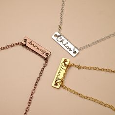 This beautifully crafted Custom Engraved Tag Necklace offers a personal touch to any ensemble. The pendant is engraved with your choice of letters or numbers, making it a thoughtful gift or a stylish accessory for yourself. Made from premium stainless steel, the customizable tag hangs on an adjustable chain. You can also select your preferred chain style from our range of options, making this necklace uniquely yours. MATERIAL: -- 100% Recycled Stainless steel  Lead Free and Tarnish free PERSONAL Customized Name Necklace Pendant, Custom Name Necklaces With Rectangular Pendant For Personalized Gift, Custom Name Necklace With Rectangular Pendant For Personalized Gift, Customizable Pendant Name Necklace For Jewelry Making, Silver Charm Necklaces For Jewelry Making, Adjustable Engraved Name Necklace Gift, Adjustable Engraved Name Necklace For Gift, Adjustable Engraved Nameplate Necklaces, Engraved Nameplate Necklaces