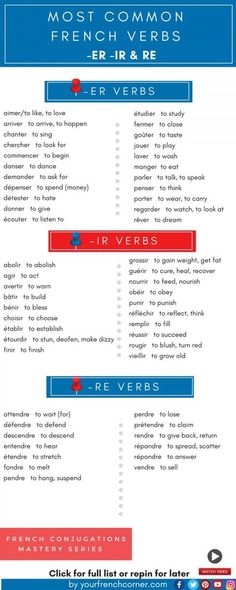 the most common french verbs info sheet for students and teachers to use in their classroom