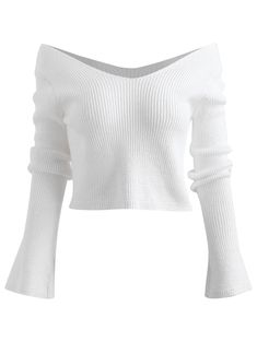 Off The Shoulder Cropped Ribbed Sweater - White - 4D20568112 - Women's Clothing, Women's Sweaters  #WomensSweaters #Women's #Clothing # #Women's #Sweaters Solid Color Sweater, Color Sweater, Sweater For Women, Sweater White, Sammy Dress, Sweaters Online, Fashion Pattern, Jumper Sweater, Ribbed Sweater