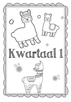 a coloring page with two llamas and the words kwvarrtaul