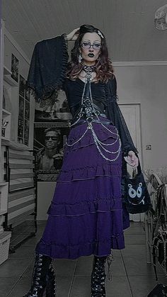 #purplegoth Goth Purple Aesthetic, Purple Alt Outfit, Red And Purple Outfit, Goth Witch Outfits, Purple Goth Outfits, Gothic Aesthetic Outfit, Purple Goth Aesthetic