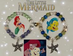 the little mermaid bracelets are decorated with swarozak, starfish and flounds