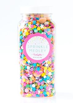 sprinkle medley jar filled with colorful candies