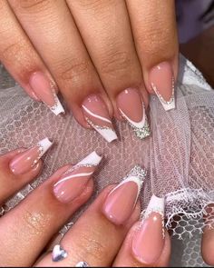 21st Birthday Nails, Holiday Acrylic Nails, New Years Eve Decorations, Xmas Nails, Mani Pedi, Nail Designer, White Nails