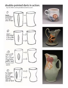 the instructions for how to make a coffee pot and pitcher with pictures on it's sides