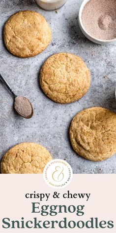 crispy and chewy eggnog snickkerdoodle cookies are the perfect treat for breakfast