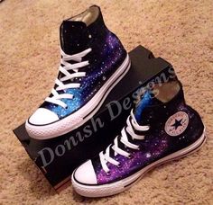 Custom Painted Galaxy Converse Shoes Etsy Converse, Boty Converse, Painted Galaxy, Nike Lunar Force, Converse Platform, Basket Style