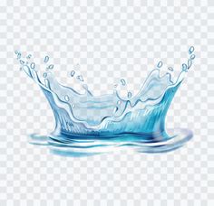 a blue water splashing on the surface with transparent background, epst file available for use