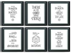 six black and white framed posters with different sayings on the front, one says there are