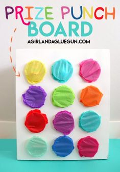 Prize Punch Board DIY - A girl and a glue gun Prize Punch Board Diy, Prize Punch Board, Boy Party Games, Backyard Party Games, Party Prizes, Birthday Party Games For Kids, Anniversaire Diy, Trolls Birthday Party, Holiday Party Games