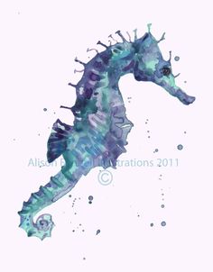 a watercolor painting of a sea horse