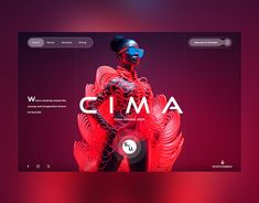 a web page with an image of a woman in a red dress and the word cima on it