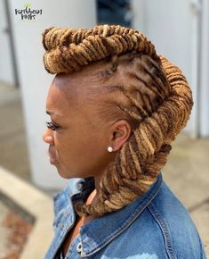 women hairstyle mohawk dreadlocks hairstyles hair dreadlock loc braid blonde creative sherelle holder Lock Styles, Dread Lock, Fishtail Hairstyles, Blonde Dreads, Braided Dreadlocks, Dread Braids, Long Dreads, Crochet Dreads, Dreads Girl