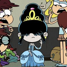 an animated image of a princess surrounded by other cartoon characters