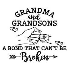 the words grandma and grandsons are shown in black ink on a white background with an arrow