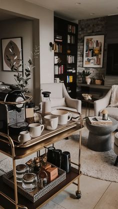 a living room filled with furniture and a coffee table