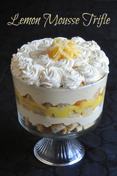 the lemon mousse trifle is ready to be eaten