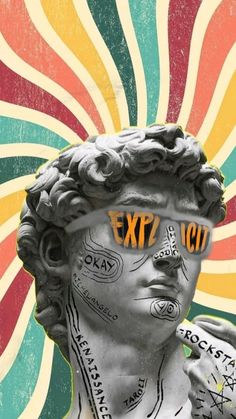 an image of a statue with the word expocu painted on it's face