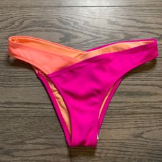 Victoria’s Secret Bikini Swim Bottom- Pink And Orange Size Small- Never Worn Pink Fitted Bottoms For Beach Party, Pink Stretch Summer Swimwear, Stretch Pink Summer Swimwear, Victoria's Secret Pink Fitted Swimwear, Pink Stretch Beach Bottoms, Pink Stretch Swimwear For Sunbathing, Stretch Pink Beach Bottoms, Pink Stretch Bottoms For Beach Season, Pink Bottoms For Beach Season