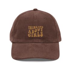 Thinking About Girls Vintage corduroy cap Retro Adjustable Dad Hat With Curved Visor, Retro Adjustable Cotton Trucker Hat, Retro Adjustable Dad Hat With Embroidered Logo, Trendy Brown Cotton Baseball Cap, Adjustable Corduroy Trucker Hat For Streetwear, Retro Adjustable Cotton Dad Hat, Retro Cotton Hat, Trendy Corduroy Snapback Baseball Cap, Adjustable Dad Hat For Streetwear