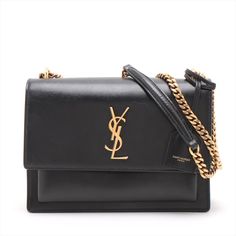 Ysl Saint Laurent Leather Chain Shoulder Bag Black W22, H16, D8.5cm Ysl Black Purse, Bags Ysl, Ysl Saint Laurent, Saint Laurent Bags, Black Purse, Shoulder Bag Black, Saint Laurent Bag, Chain Shoulder Bag, Leather Chain