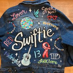 The Eras Tour Jean Jacket, Eras Denim Jacket, Taylor Swift Custom Jacket, Taylor Swift Painted Jacket, Jean Jacket Taylor Swift