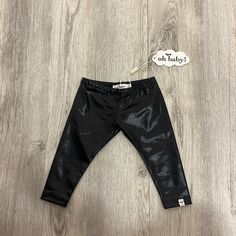 Oh Baby Black Faux Leather Sandy Leggings Nwt 92% Polyester 8% Spandex New Never Worn Originally $39.00 Olive Leggings, Tie Dye Loungewear, Black Leather Leggings, Toddler Leggings, Baby Black, Baby Bottoms, Girls Fleece, Oh Baby, Stretch Leggings