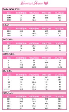 Size Chart For Kids Clothing, Standard Size Chart For Kids, Crochet Toddler Dress